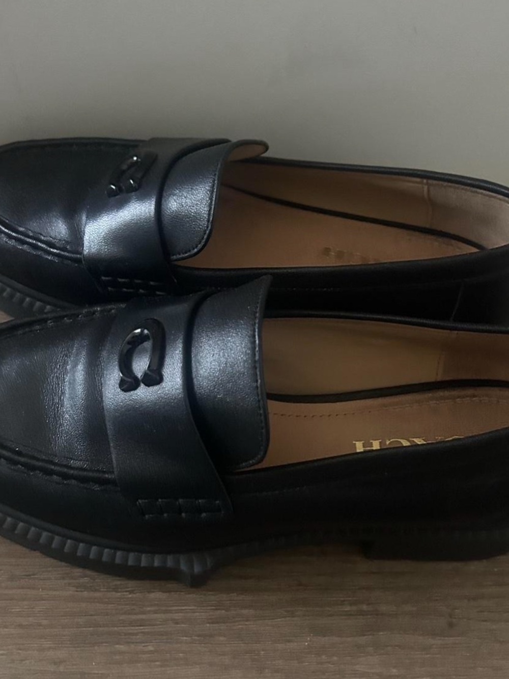 Calvin Klein Black Leather Penny Loafers with Signature Bit